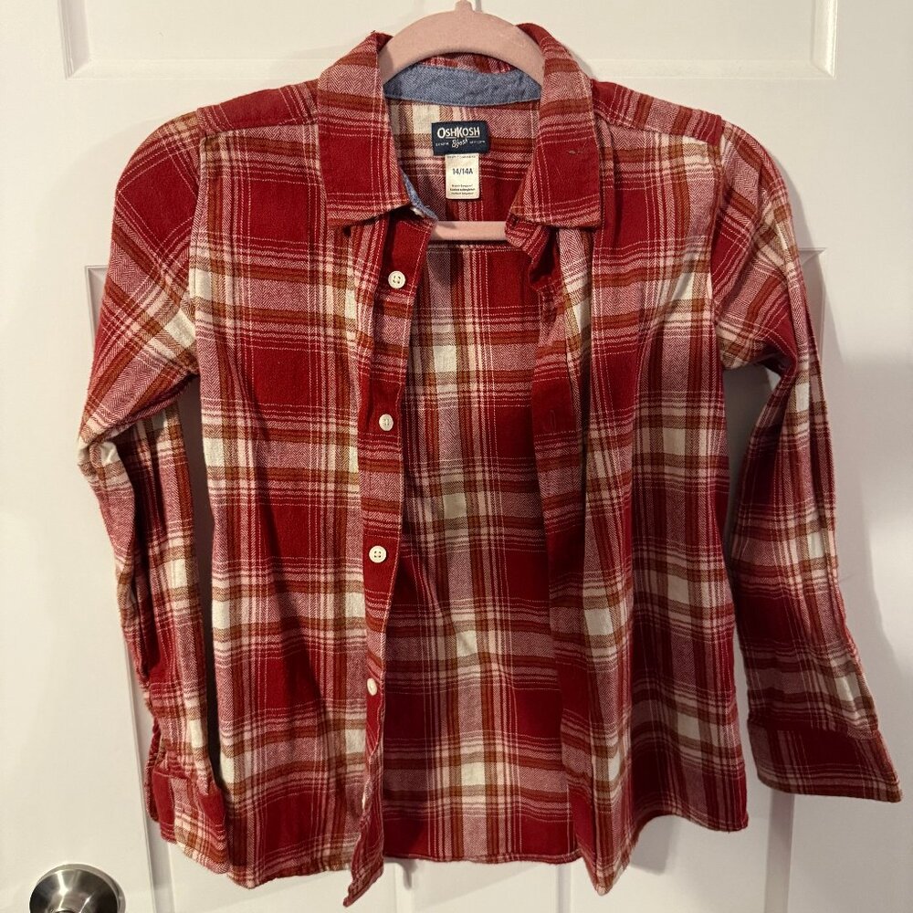 OshKosh Size 14 Red Plaid Button Down